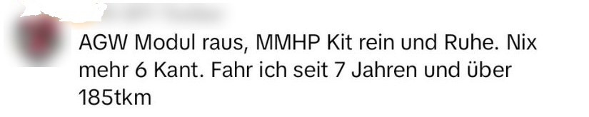 Comment under our video: balancer shaft module out, MMHP kit in and peace and quiet, for 7 years and over 185,000 km
